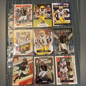 🏈 J’Marr Chase, Lot of 9 NFL Football Trading Cards